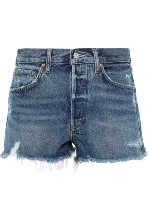 AGOLDE Frayed-edge denim shorts