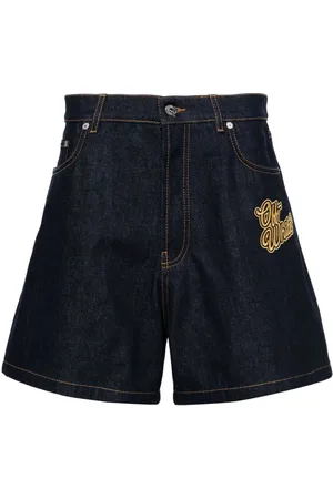 OFF-WHITE Logo-patch cotton denim shorts