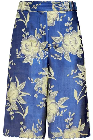 Etro Floral-jacquard belted shorts