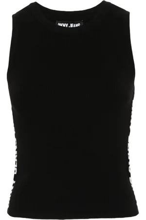 DKNY Jacquard-logo ribbed top