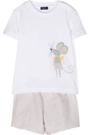 Il gufo Graphic-print cotton shorts set