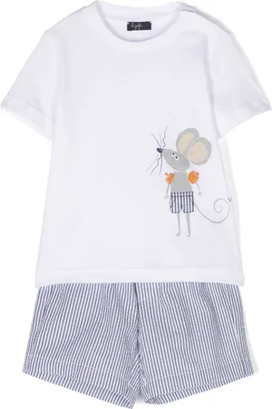 Il gufo Graphic-print cotton shorts set