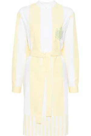 Maison Kitsuné Belted seersucker midi dress
