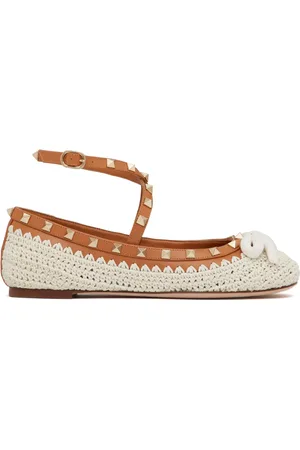 VALENTINO GARAVANI Rockstud embroidered ballerina shoes