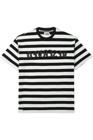 Izzue Striped reverse-appliqué T-shirt