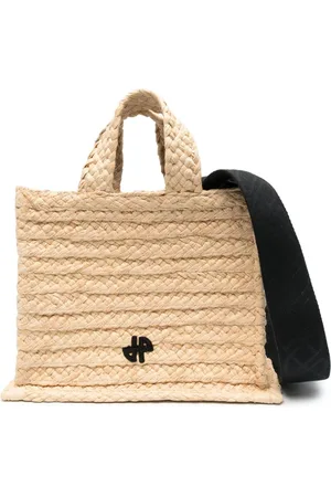 Patou Small JP raffia tote bag