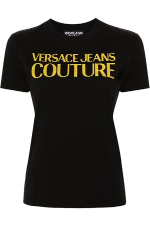 VERSACE Glittery-logo cotton T-shirt