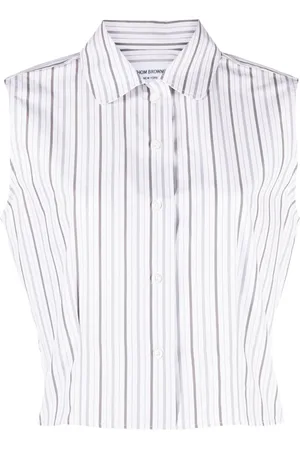 Thom Browne Striped sleeveless poplin shirt
