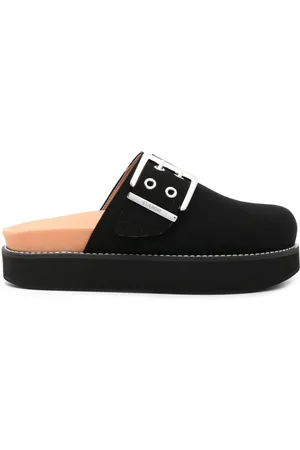 Ganni Feminine Buckle felted slides