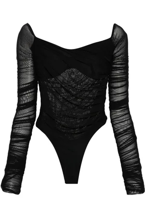 MUGLER Off-shoulder ruched bodysuit