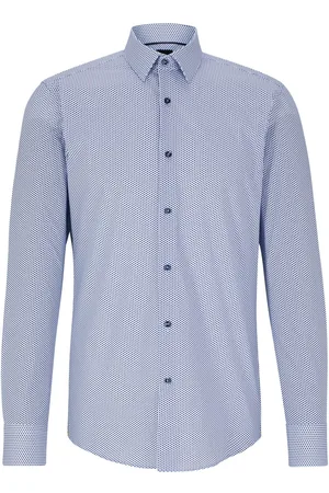 HUGO BOSS Long-sleeve geometric-print shirt