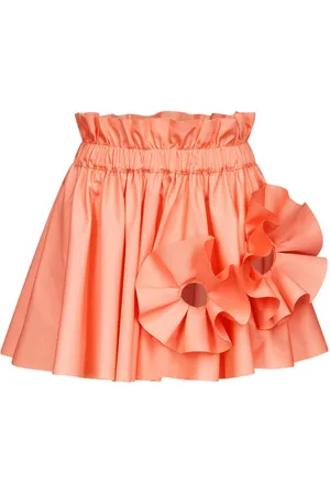 AREA Ruffled flower-appliqué mini skirt