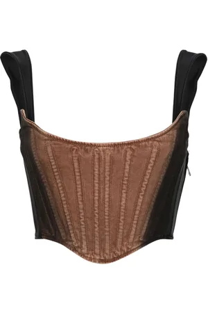 MUGLER Denim cropped corset