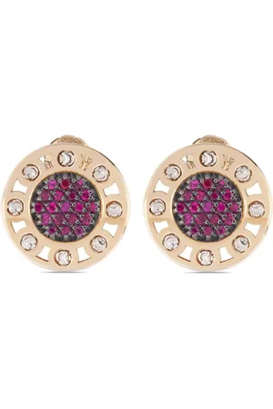 Officina Bernardi 18kt yellow and white small SenzaTempo ruby earrings