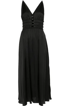 Maje V-neck satin-effect dress
