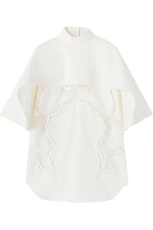 Jil Sander Lace-detail cotton-silk cape top