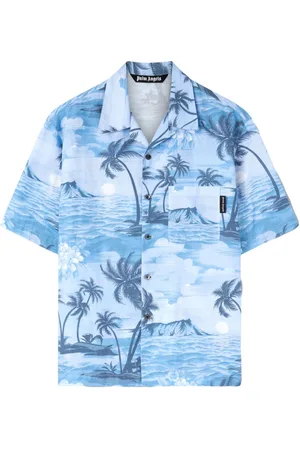 Palm Angels Sunset-print linen-blend shirt