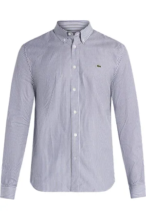 Lacoste Logo-patch striped cotton shirt