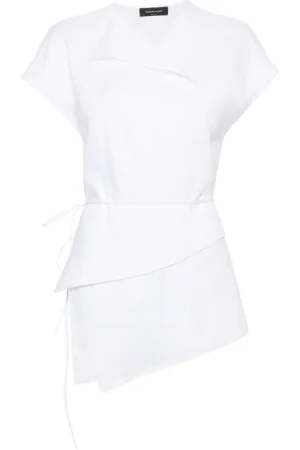 Fabiana Filippi Asymmetric chambray wrap blouse