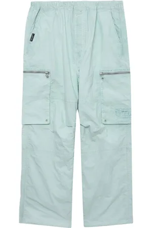 Izzue Logo-embroidery crinkled cargo trousers
