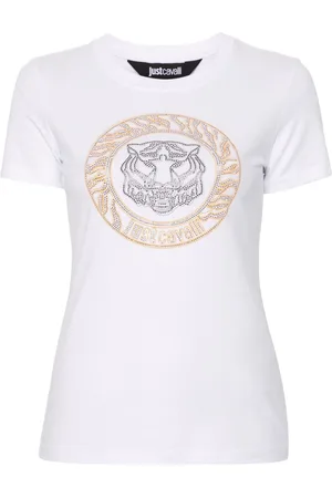 Roberto Cavalli Tiger Head-motif studded T-shirt