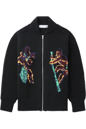 TOGA PULLA Intarsia-knit zip-up cardigan
