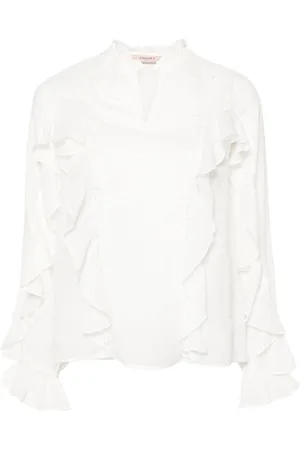 Twin-Set Lace-detailing ruffled blouse