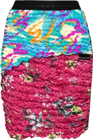 Marine Serre Crinkled patchwork skirt