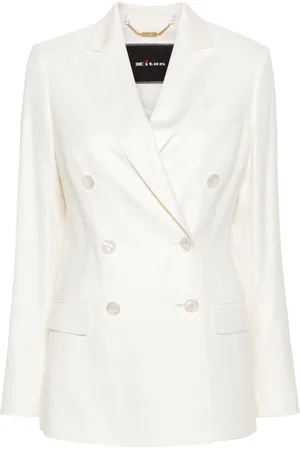 Kiton Double-breasted canvas blazer