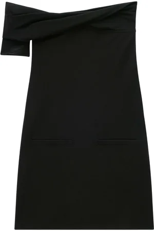 Courrèges Twist-front off-shoulder crepe minidress