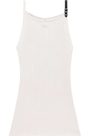 Courrèges Buckle-strap ribbed-knit dress
