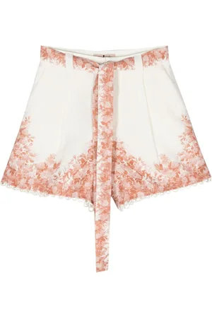 Twin-Set Floral-print linen shorts