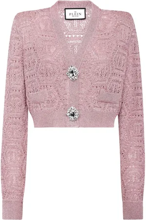 Philipp Plein Monogram-knit cropped cardigan