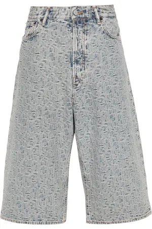 Acne Studios Monogram-jacquard denim shorts