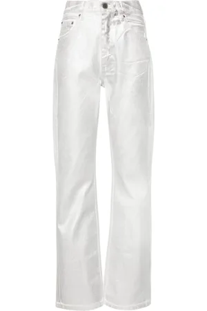 ROTATE Metallic straight-leg jeans