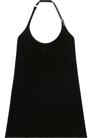 Courrèges Logo-patch halterneck minidress
