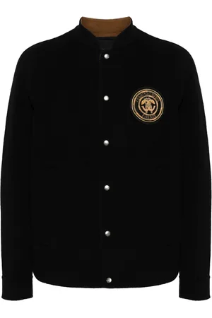 Roberto Cavalli Logo-embroidered wool bomber jacket