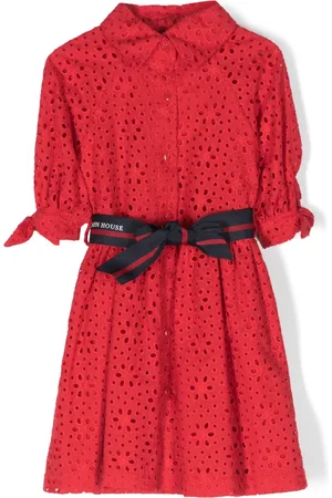Lapin House Broderie-anglaise tied-waist dress