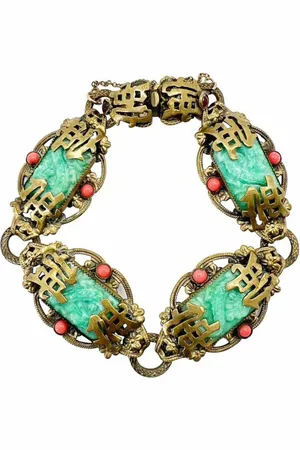 JENNIFER GIBSON JEWELLERY Antique Neiger Brothers Chinoiserie Dragon Bracelet 1920s