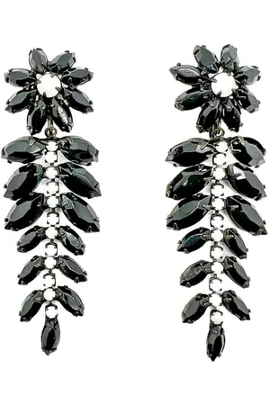 JENNIFER GIBSON JEWELLERY Vintage Hattie Carnegie Monochrome Floral Drop Earrings 1960s