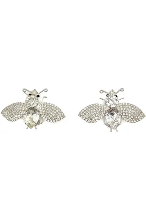 JENNIFER GIBSON JEWELLERY Vintage Statement Crystal Bee Earrings 1980s