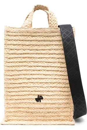 Patou Vertical JP raffia tote bag