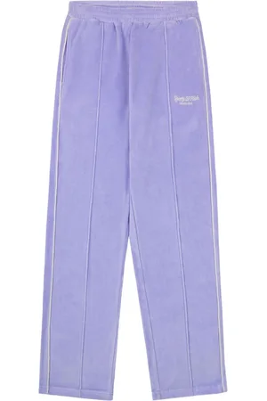 Sporty & Rich Script logo-embroidered velour track pants