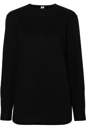 Totême Collarless twill shirt