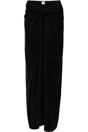 Totême Knot-detail satin midi skirt