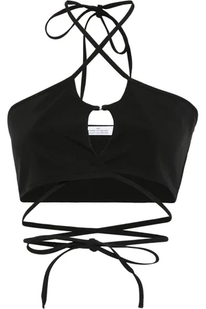 Rokh Crossover-straps cropped top