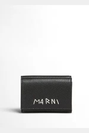 Marni Logo-embroidered tri-fold leather wallet