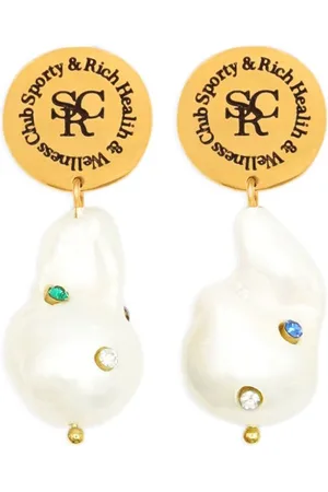Sporty & Rich Rhinestone-embellished pearl earrings