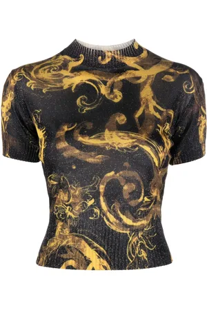 VERSACE Barocco-print glitter knitted top