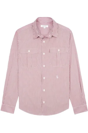 Sporty & Rich Utility logo-embroidered striped shirt